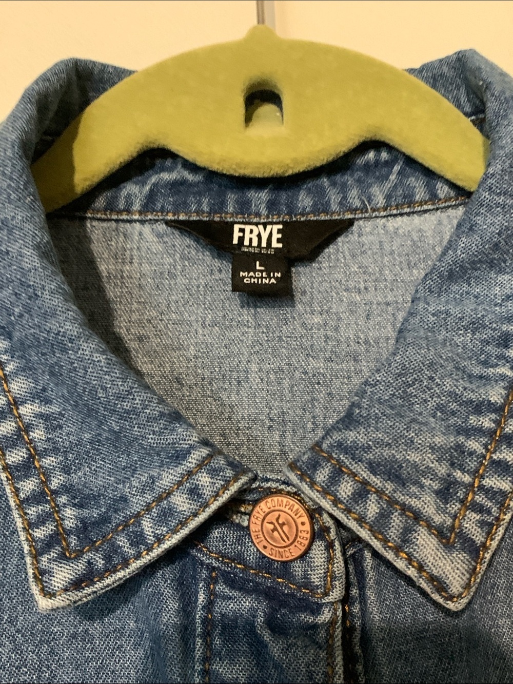 Frye Medium Blue Denim Button-Front Shirt Dress - Picture 2 of 10